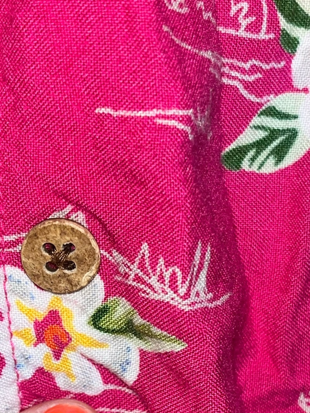 Vintage Bright Pink Hawaiian Floral Button-Up Shirt - Picture 4 of 6